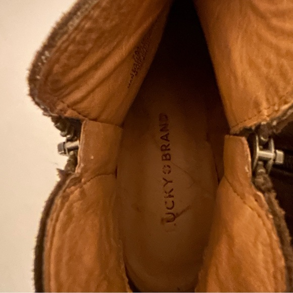 Lucky Brand Breah genuine leather distressed suede ankle boots booties size 7 - Picture 8 of 10